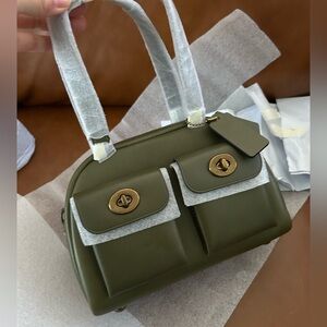 Coach Originals small waxed smooth leather twin turnlock bag 20